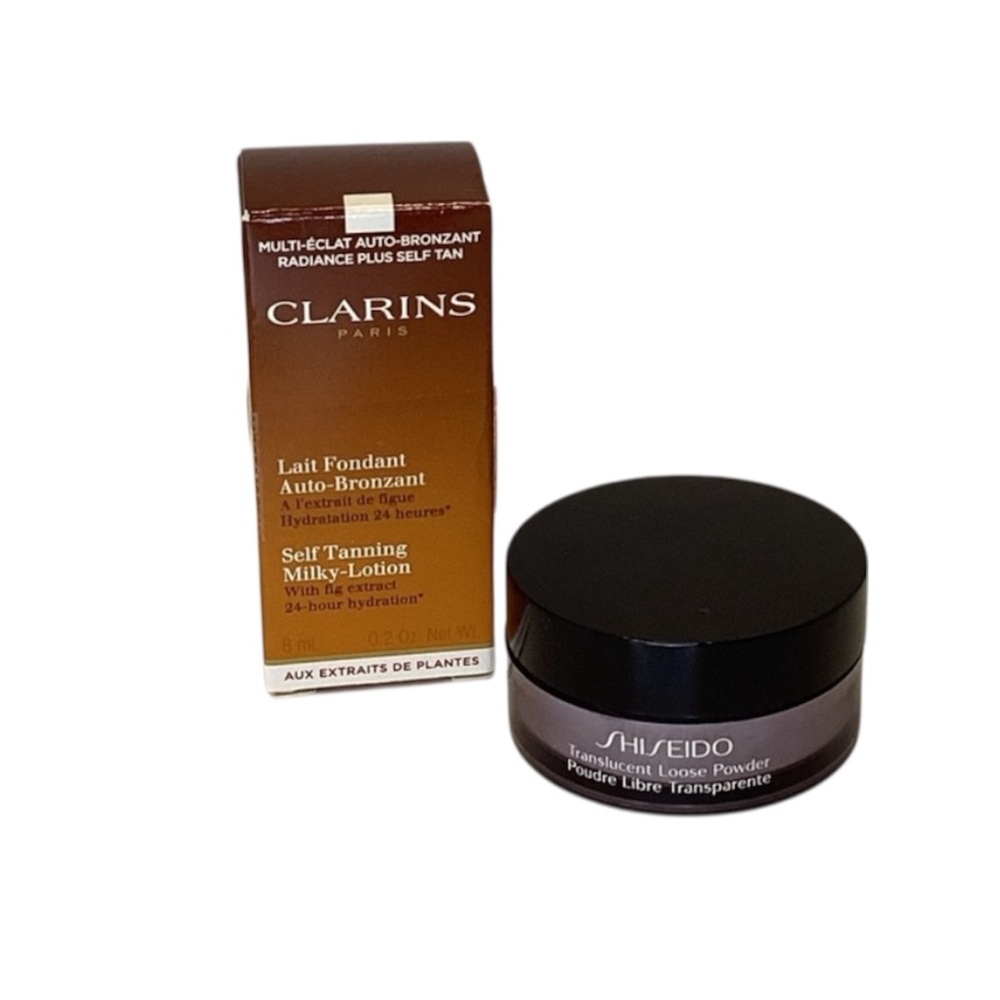 🍄 Shiseido Powder & Clarins Self Tanning Milky Lotion Set